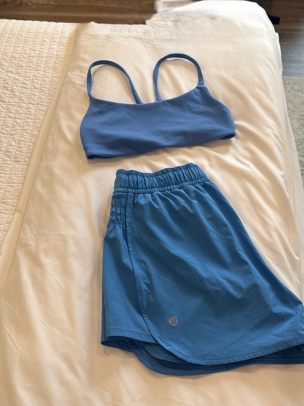 lululemon Poolside Blue Sports Bra and short Set